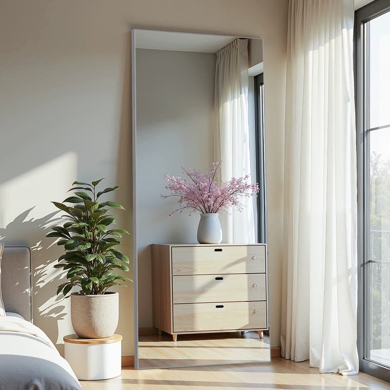 Full Length Free Standing Body Mirror Metal Framed Wall Mirror Large Floor Mirror