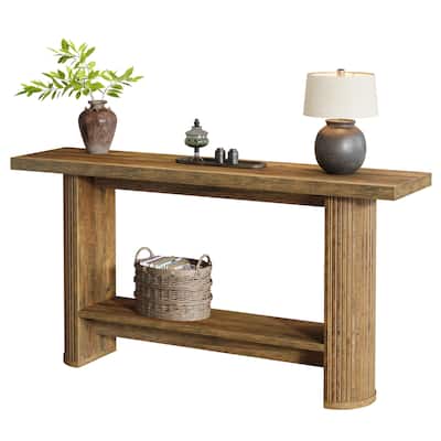 Industrial Wooden 2-Tier Console Table Sofa Table Entryway Furniture
