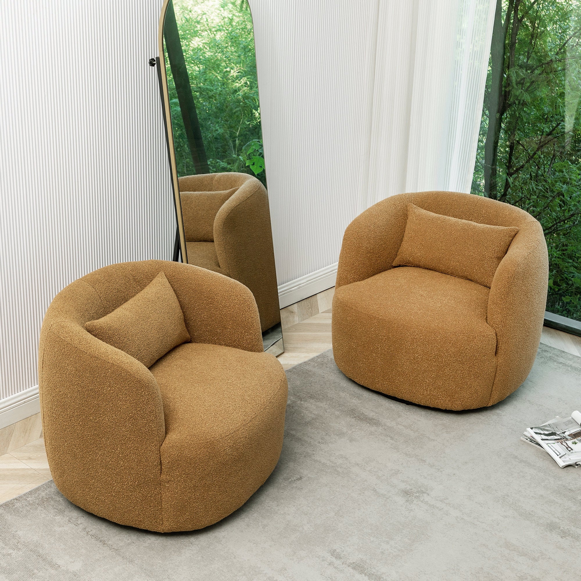 KINWELL 34 Wide Boucle Fabric Upholstered Swivel Armchair Set of 2 On Sale Bed Bath Beyond 37475962