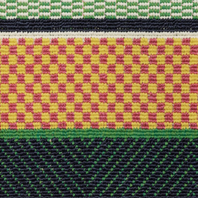 Harlowe Preppy Stripe Border Green/ Navy Area Rug