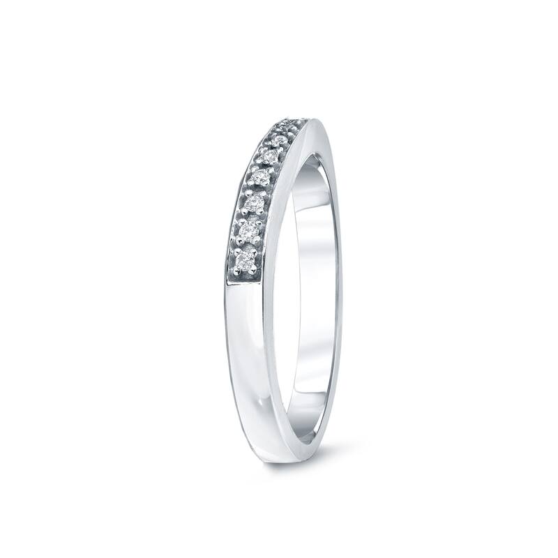 Auriya 14k Gold 1/12ctw Women's Contonured Diamond Wedding Band