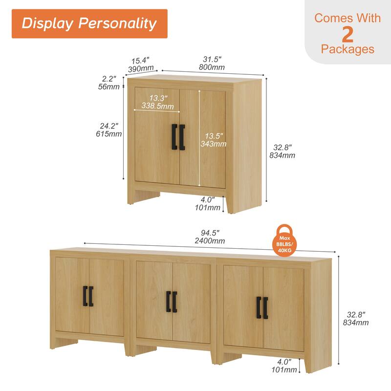 WAMPAT Farmhouse Buffet Cabinet , Versatile Sideboard for Kitchen, Dining & Living Room