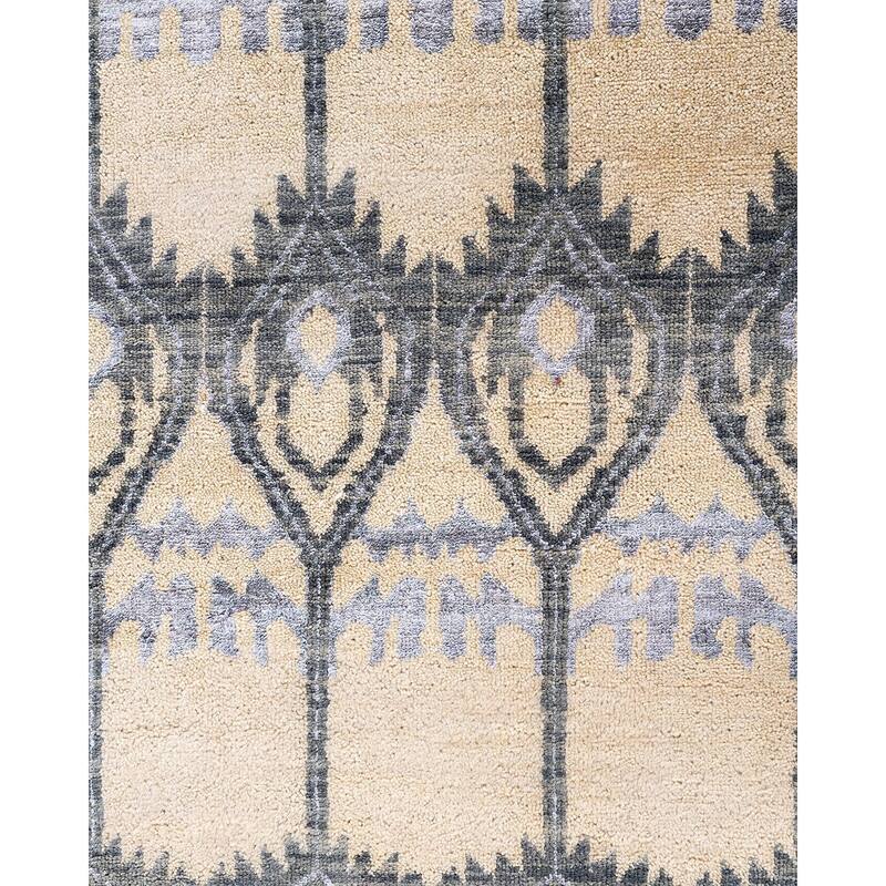 Ikat One-of-a-Kind Hand-Knotted Area Rug, Ivory - 9' 0" x 12' 0"