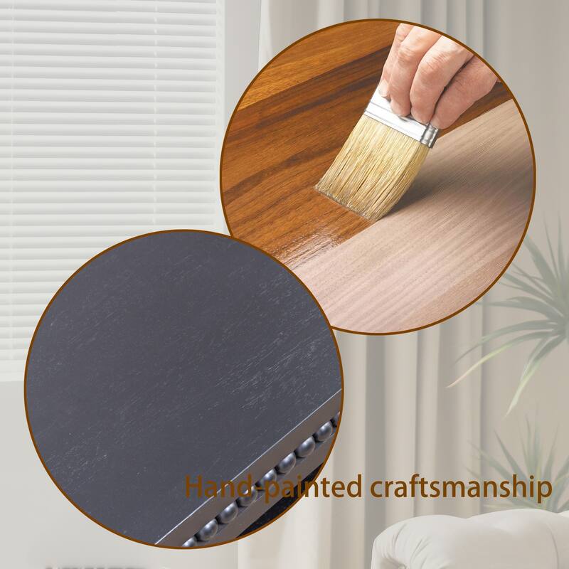 Rectangular Wood Coffee Table with Beaded Trim and Open Storage Shelf