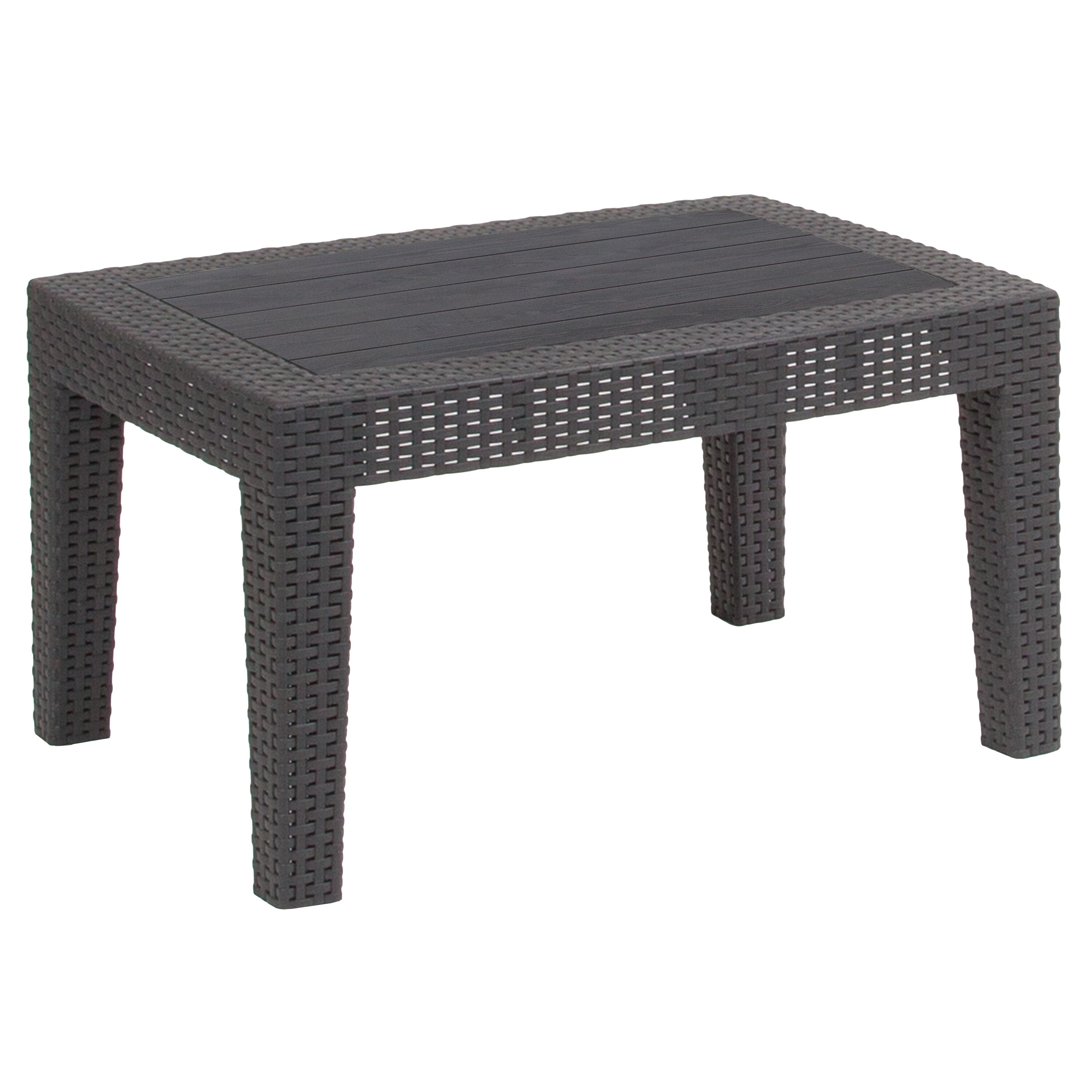 Shop Dark Gray Faux Rattan Coffee Table Outdoor Accent Table