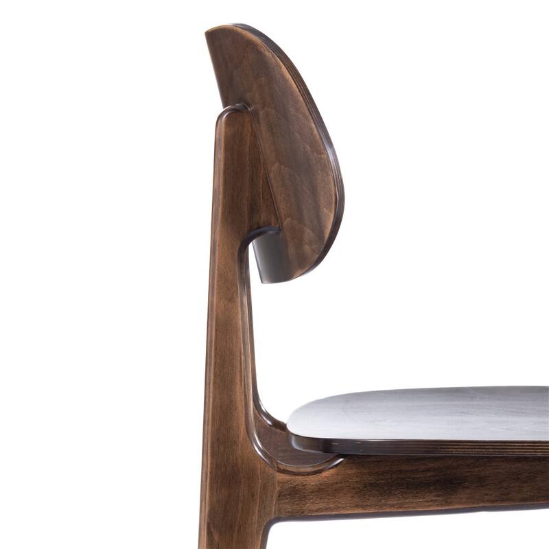 Set of 2 Commercial Solid Wood Dining Chair with Curved Backrest - 17.25"W x 20.75"D x 33.25"H