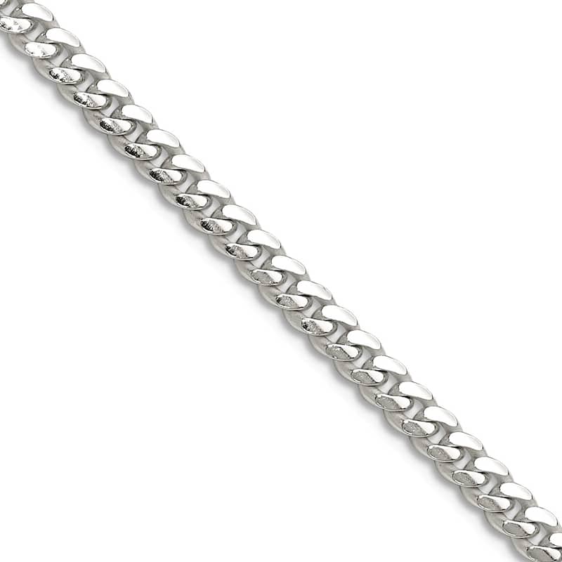 Curata 925 Sterling Silver Polished 3.4mm Domed Curb Chain Necklace for Men