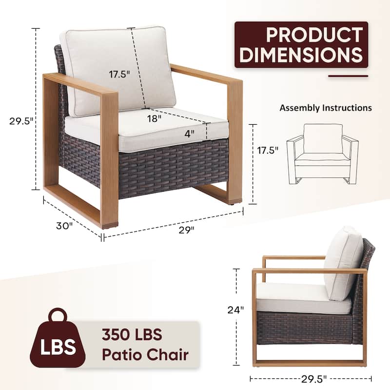 Outdoor Patio Chair with Thick Cushion
