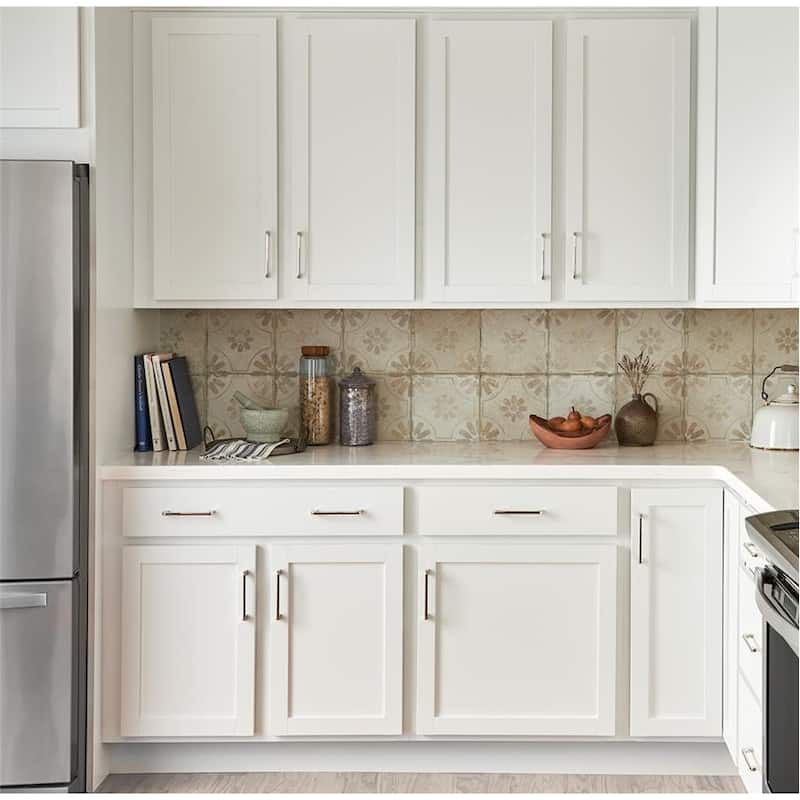 Merola Tile Kings Blume White 17-5/8" x 17-5/8" Ceramic Floor and Wall Tile