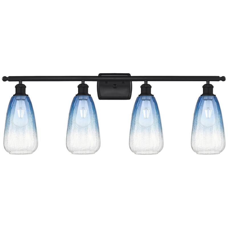 Innovations Lighting Endless Possibilities Ballston - Brookhaven Almond - 4 Light 36" Bath Vanity Light - Matte Black/Sapphire Blue