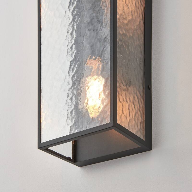 KAWOTI 2-Light Modern Outdoor Wall Sconce with Textured Glass - W8" x H19.75" x D5.75"