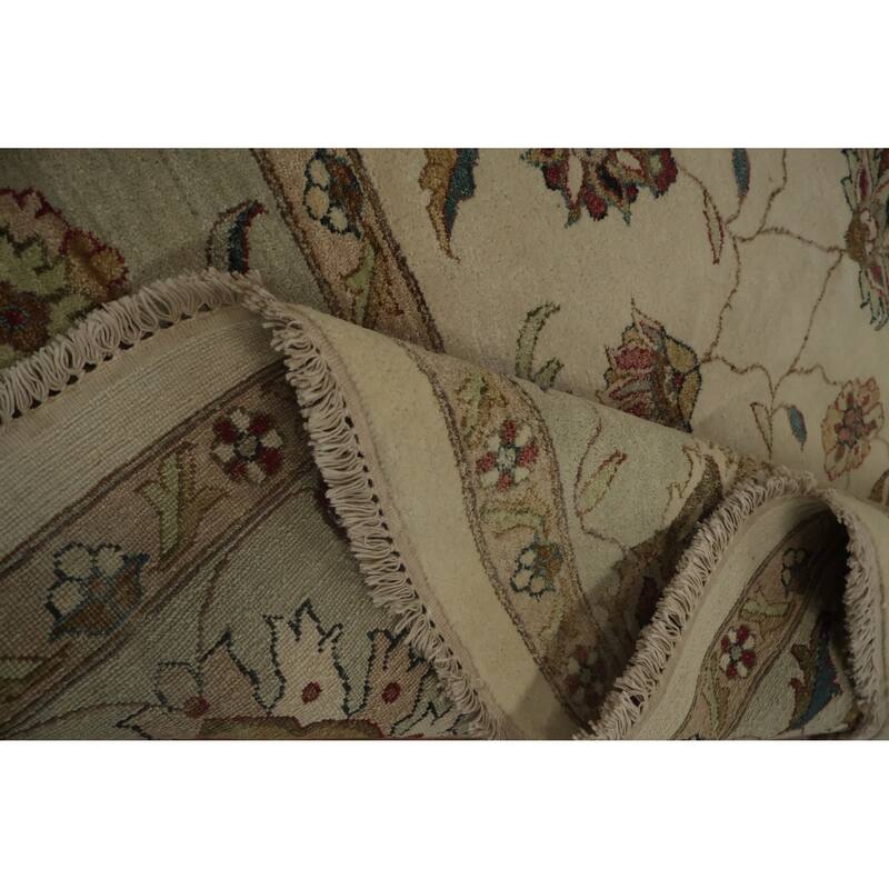 Hand Knotted Oriental 100% Wool Carpet Traditional All-Over Beige & Ivories Peshawar Area Rug - 13' 11'' X 9' 11''