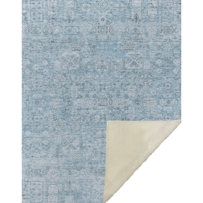 Premium Machine Washable Traditional Moroccan Sherpa Throw Blanket
