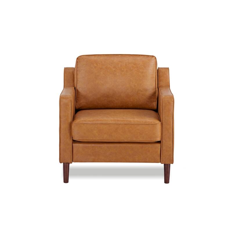 Artdeco Home - Sedona Modern Accent Chair, Faux Linen / Vegan Leather Armchair