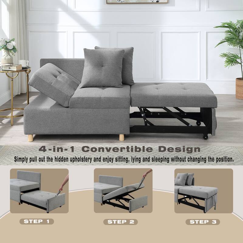 4in1 Folding Sleeper Sofa Convertible Futon Ottomans Bed Single Lounge Chair Sofa w/ Pullout