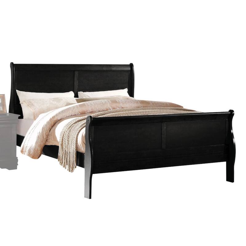 Eastern King Sleigh Bed in Black Finish with Low-Profile Footboard
