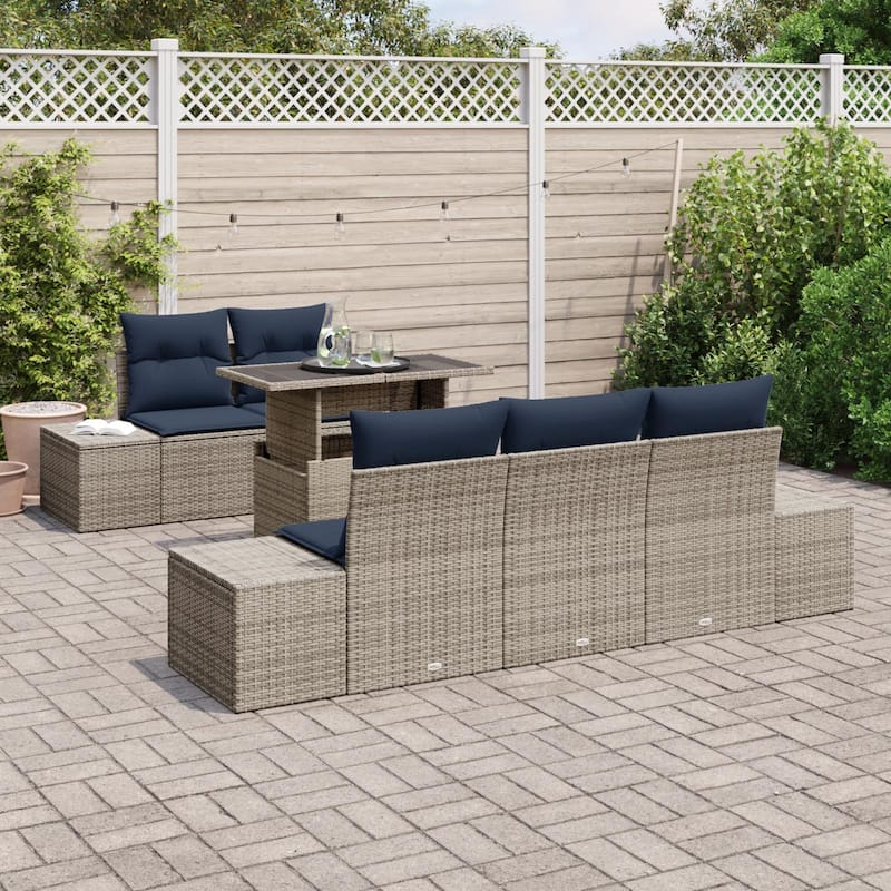 vidaXL 6 Piece Garden Sofa Set with Cushions - 94.1×24.4×27.2