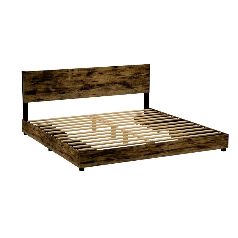 bed frame, storage headboard solid and stable Bed