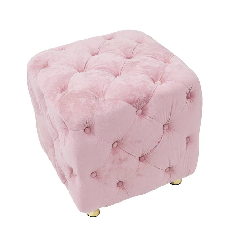Modern Velvet Upholstered Square Tufted Ottoman by GDFStudio