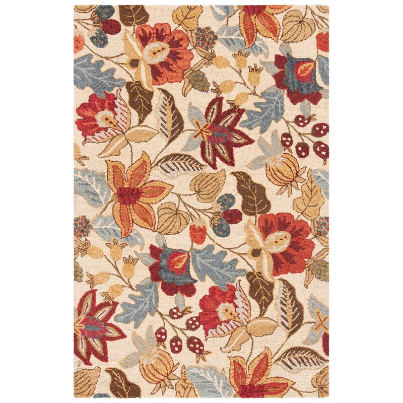 SAFAVIEH Handmade Jardin Keila Country Floral Wool Rug On Sale Bed