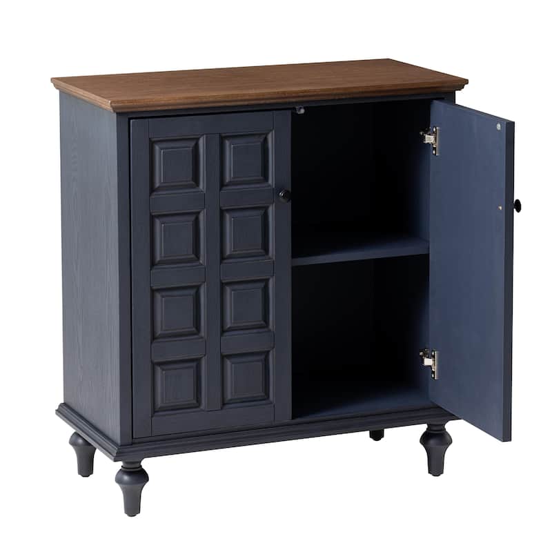 COZAYH Vintage Storage Cabinet With Plaid Pattern Front, Rustic Sideboards With Push-to-open Doors For Bedroom, Living Room