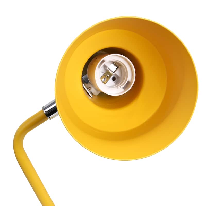 Modern Metal Gooseneck Desk Lamp with Dual USB Charging Ports Adjustable Arm Multiple Colors - 7.8" (L) x 5.2" (W) x 15.2" (H)