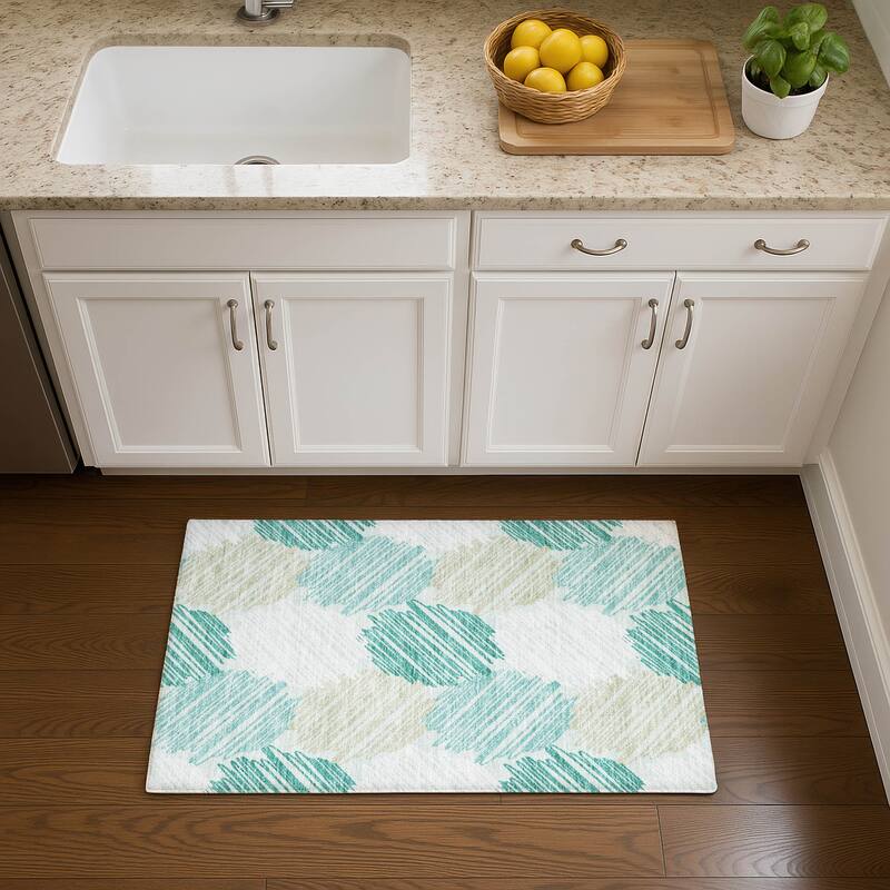 Premium Washable Super Soft Casual Contemporary Mayfield Rug - Teal - 1'8" x 2'6"