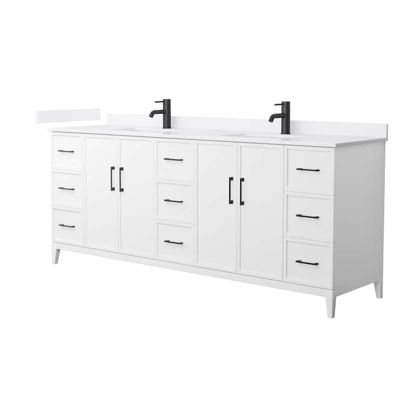 Wyndham Collection WCH717184D-VCA-UNSMXX Elan 84" Free Standing Double - White / White Cultured Marble Top / Matte Black - Painted