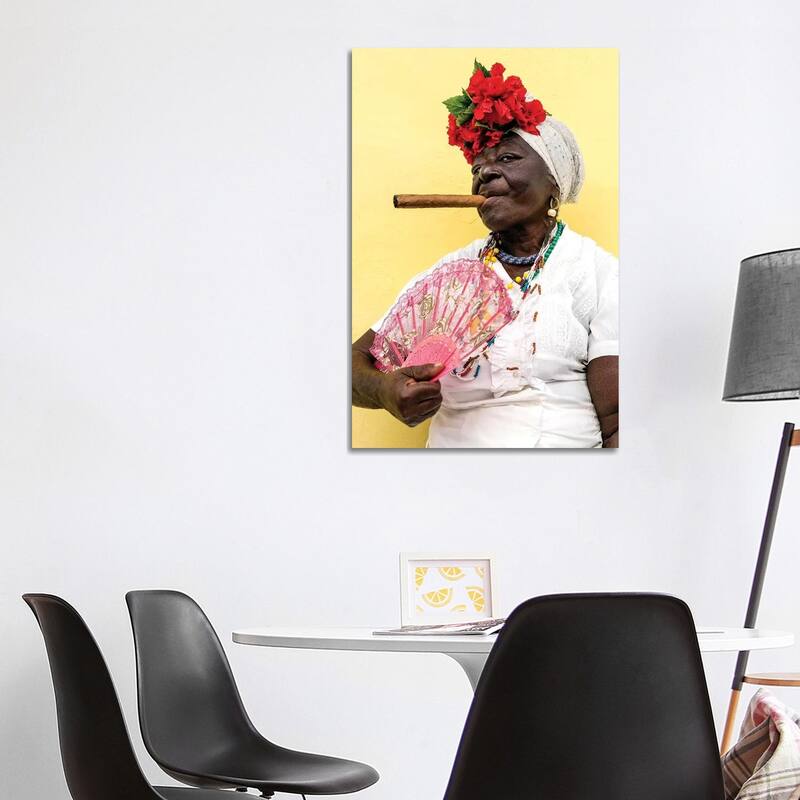 iCanvas "Woman Smoking Cigar In Havana Cuba" by Susanne Kremer Canvas Print - 40x26x1.5