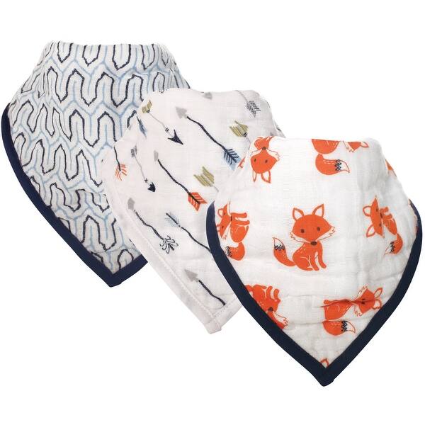 slide 1 of 1, Hudson Baby Infant Boy Muslin Cotton Bandana Bibs 3pk, Foxes, One Size - Foxes - One Size One Size - Foxes