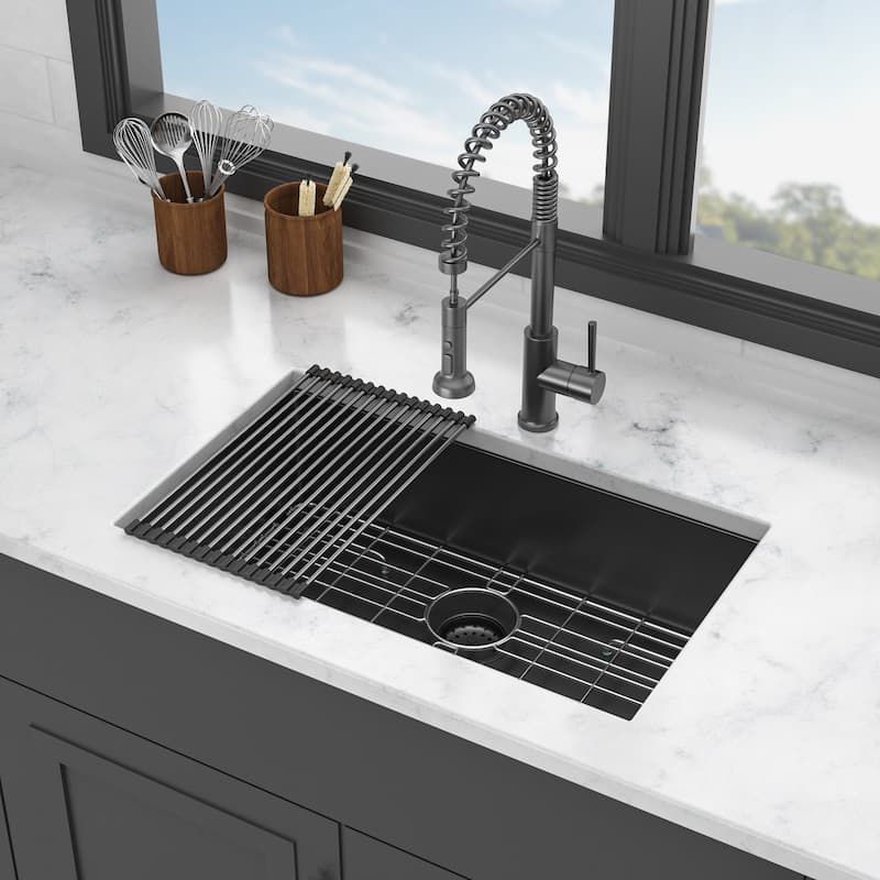 30/32 In. Undermount Single Bowl 16 Gauge Brushed Nickel Bowl Stainless Steel Kitchen Sink Basin