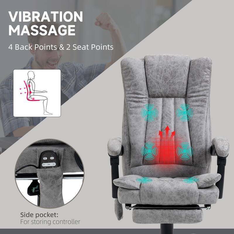 Vinsetto Microfiber Office Chair, High Back Computer Chair with 6 Point Massage, Gray