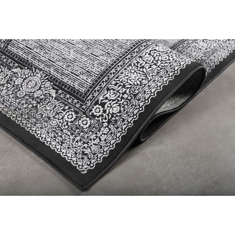 Marissa Collection Black Border Transitional Area Rug