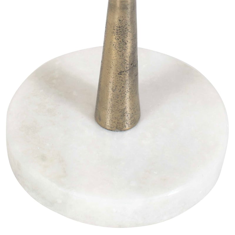 Silver Orchid Marble Round Goldtone Pedestal Accent Table.