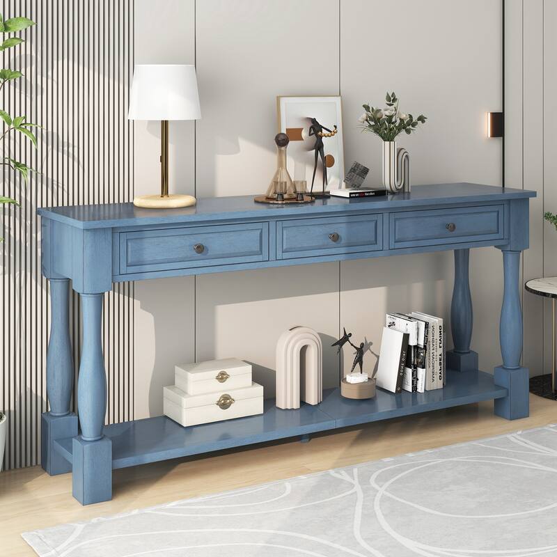 Console Table 63" Long Console Table with Drawers and Shelf for Entryway, Hallway, Living Room