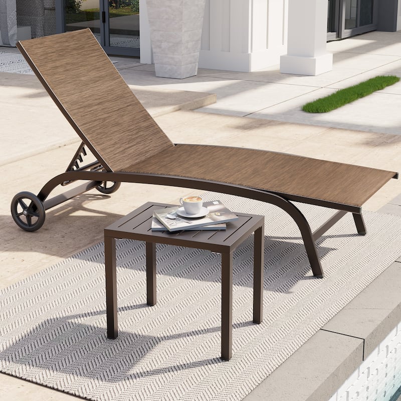 Outdoor Side Table Aluminum Rectangular End Table Small Patio Table