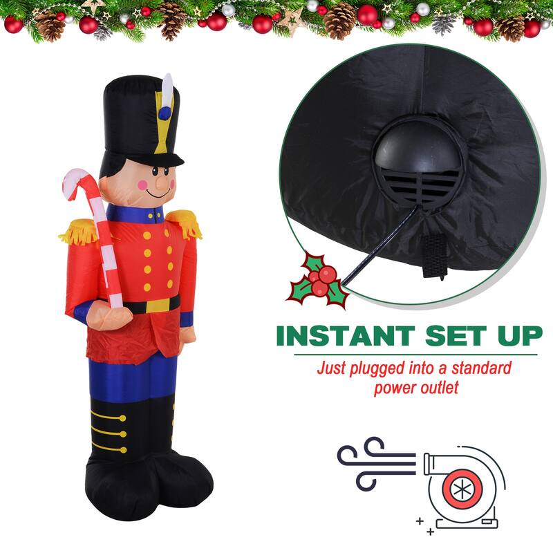 HOMCOM 6' Inflatable Nutcracker Soldier Candy Cane Decoration