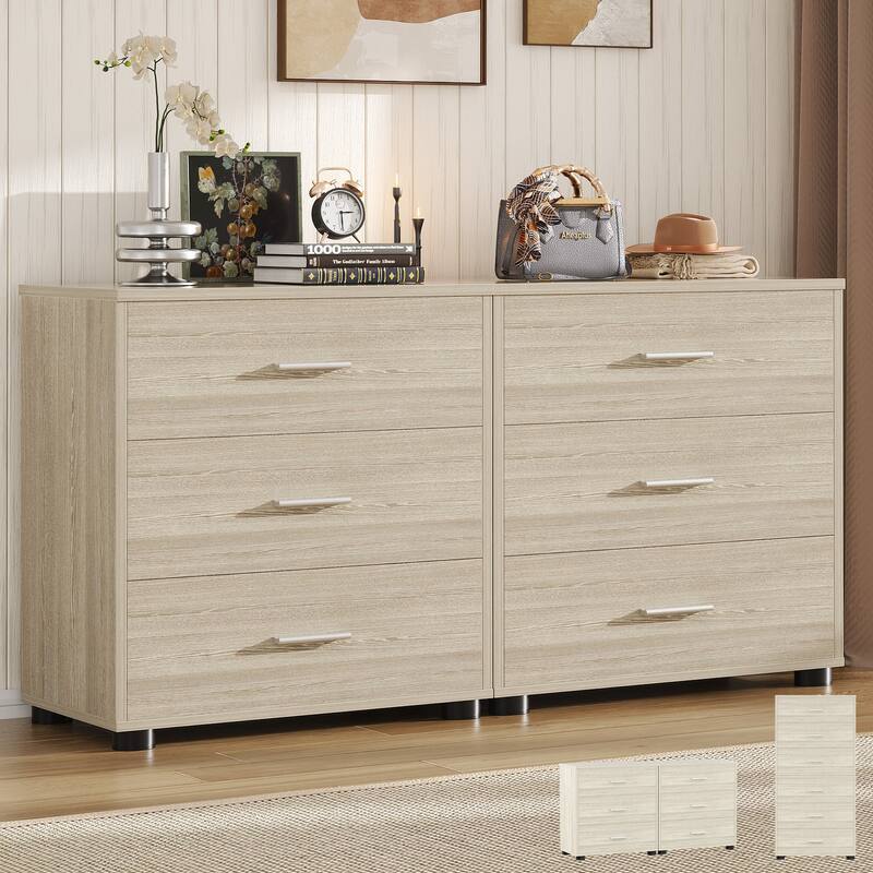 2-Pack Dressers with 6 Storage Drawers, Closet Organizers for Bedroom and Walk-in Closet