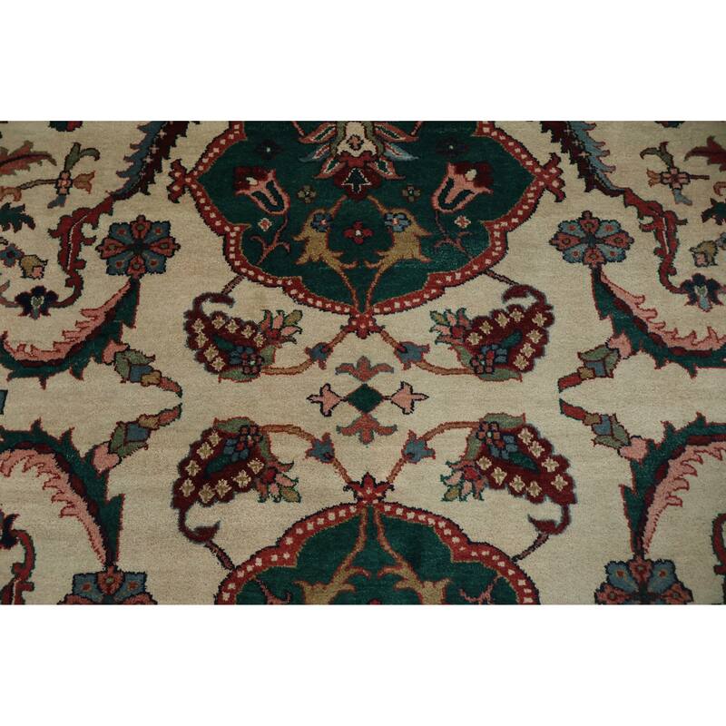Hand Knotted Oriental 100% Wool Carpet Traditional Floral Beige & Ivories Agra Area Rug - 12' 0'' X 9' 0''