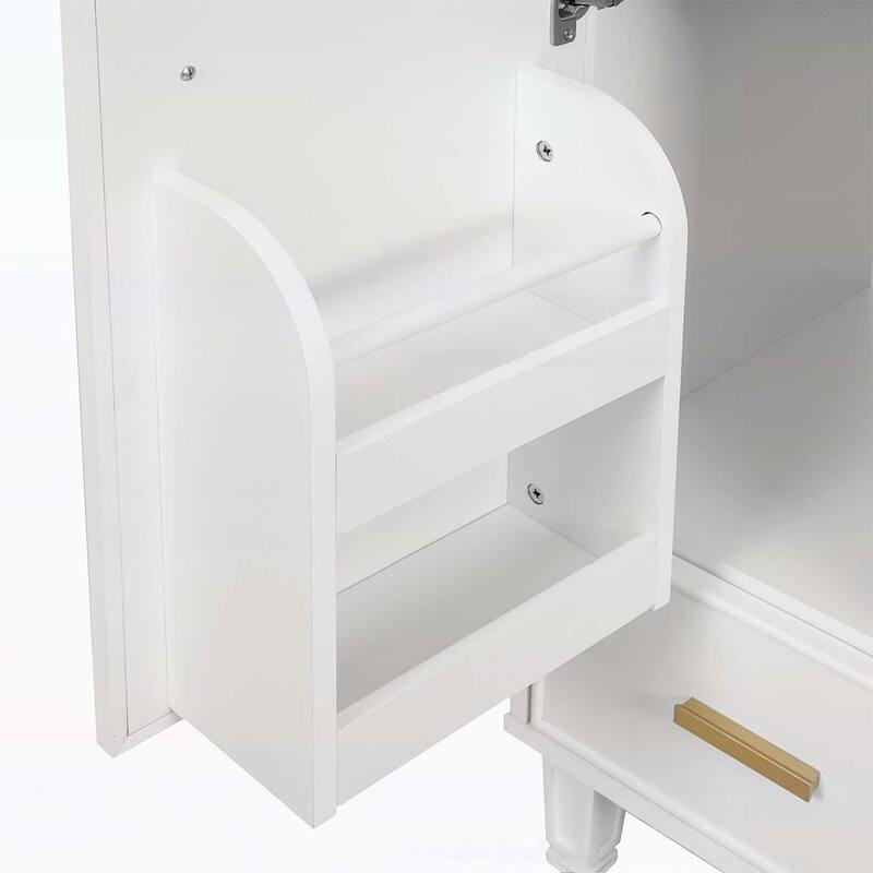 Freestanding Vanity Set with Door Shelf,Deep Drawer,2-Tier Pull-Out Basket