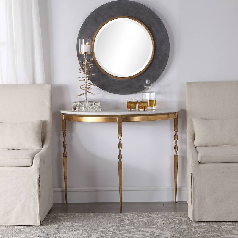 Uttermost Imelda 40" Long Marble Top Iron Console Table
