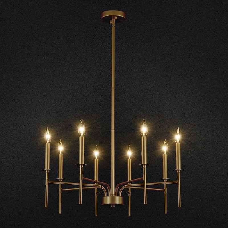 Starsky 8-Light 27'' Traditional Classic Candle Farmhouse Chandelier