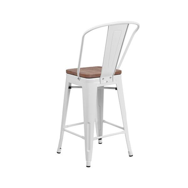 Shop Offex 24 High Bistro Style White Metal Counter Height Stool