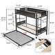 preview thumbnail 16 of 15, Black Twin over Twin Metal Bunk Bed with Trundle and Comfortable Guardrail