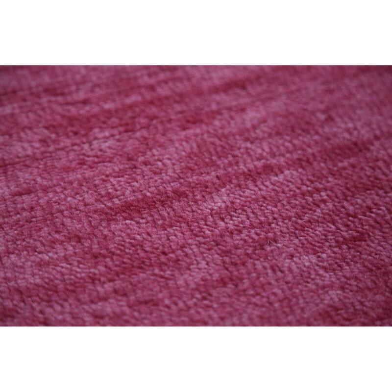 Hand Knotted Oriental 100% Wool Carpet Modern Solid Pink Gabbeh Area Rug - 9' 2'' X 6' 2''