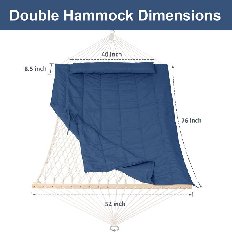 Double Hammock with Stand, Two Person Cotton Rope Hammock