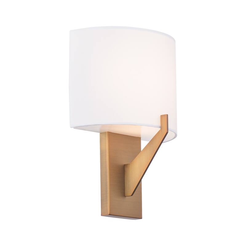 Fitzgerald Fabric Wall Sconce 3-CCT 2700K-3000K-3500K - 8 inches - Aged Brass - 3500K