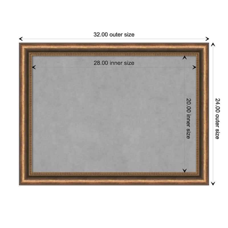 Amanti Art Manhattan Bronze Narrow Framed Magnetic Board - Board Size 28x20