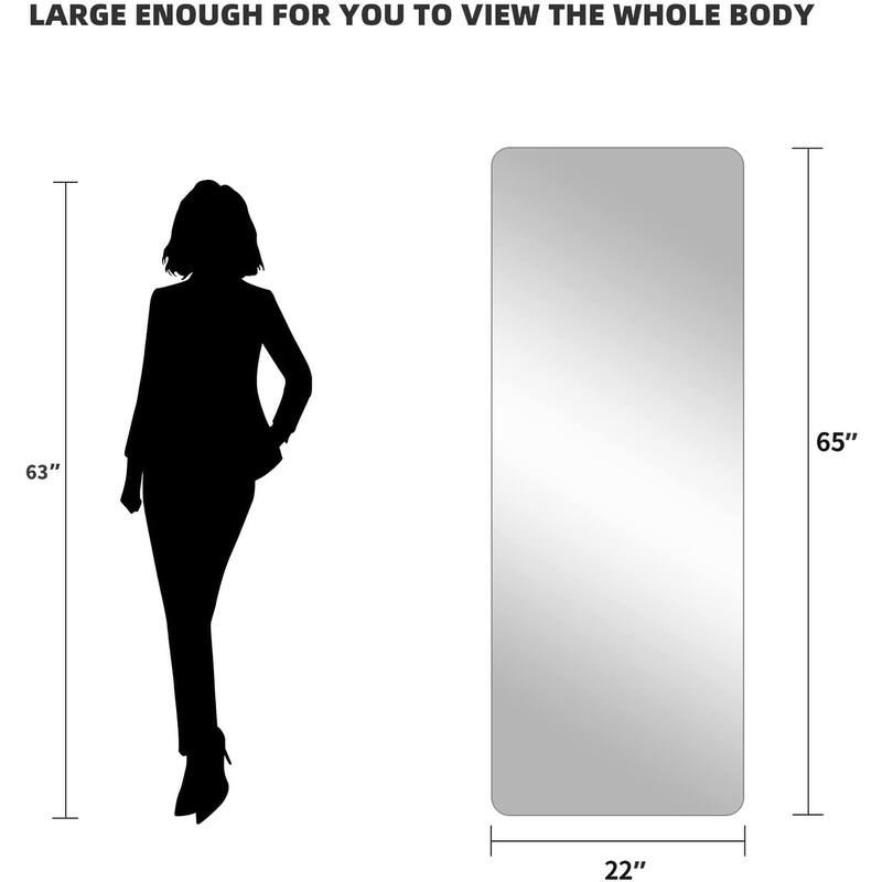65" x 22" Wall Mounted Full Length Mirror with Lights Rounded Border
