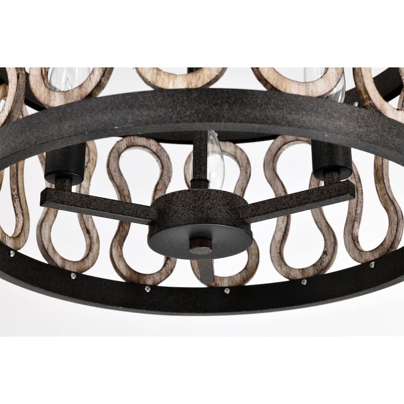Dalen 16 Inch Rustic Vintage Drum Shade Cage Pendant 3 Light